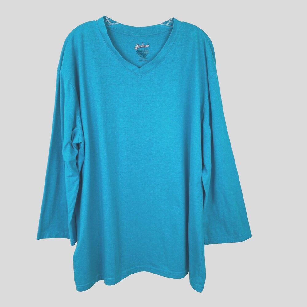 Garland Women's T-Shirt Size XXXL Teal Blue Cotton Stretch V-Neck